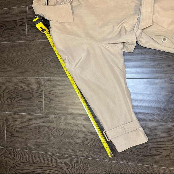 Utex Design Long Trench Coat Lightweight Lined Belt Tan Padded Shoulders Sz 16 - Picture 16 of 16